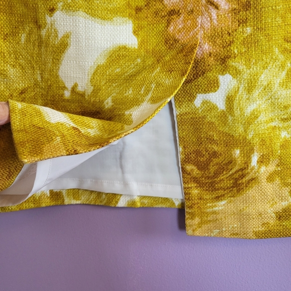 NWOT Talbots Mustard & Pink Rose Woven Cotton Canvas 2 Piece Blazer Skirt Suit - Picture 14 of 16